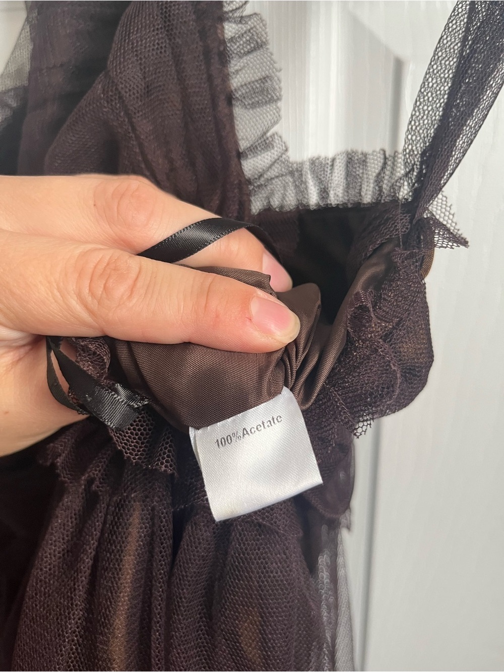 Vintage Vera Wang Maids Dress 10 Medium Whimsigoth Brown Tulle Mini Cocktail - Picture 9 of 10